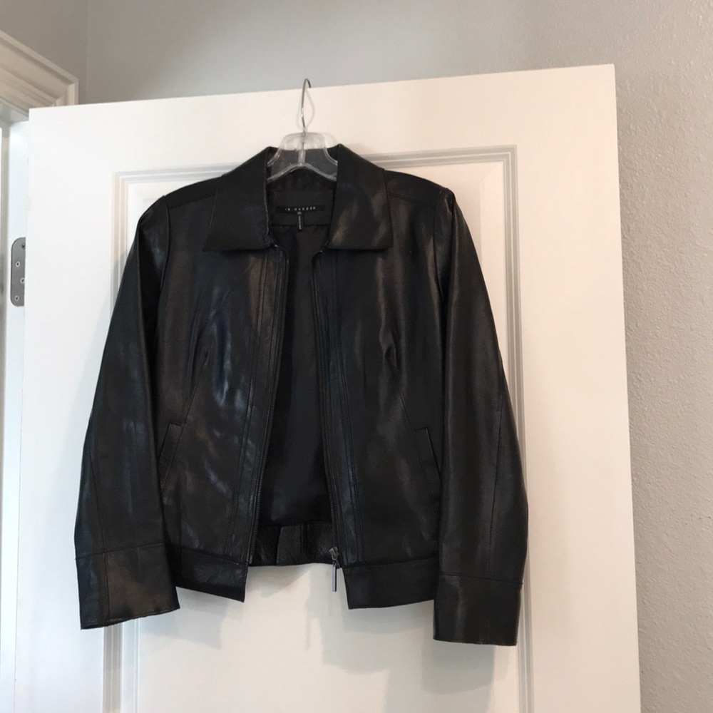 Ladies black leather jacket